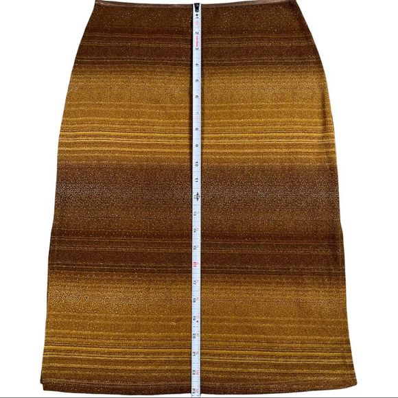 Agaci too size small vintage gold brown stretchy stripe sparkly skirt side slits - Picture 7 of 8